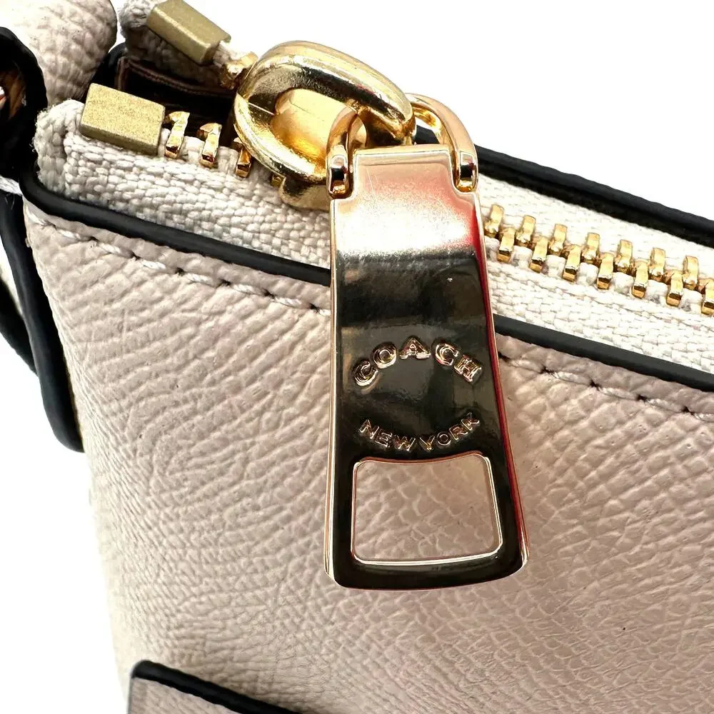 Coach Mini Rowan File Bag Crossbody Purse in Chalk White Leather CE871